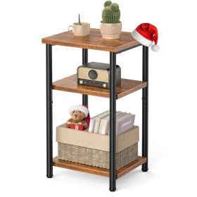 3 layer coffee table with adjustable height, small bedside table, storage shelf, suitable for bedroom, living room, office space saving (Style: Brown/1P) 3 layer coffee table with adjustable height, small bedside table, storage shelf, suitable for bedroom, living room, office space saving (Style: Brown/1P)
